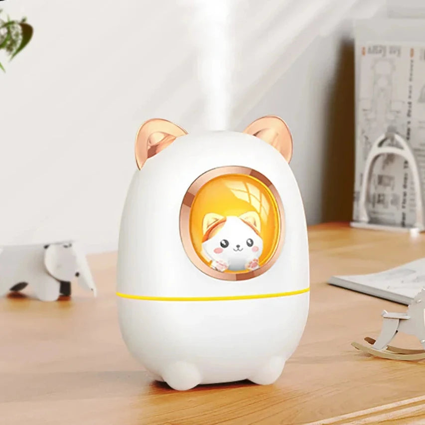 Nawilżacz powietrza USB, uroczy kot z lampką nocną